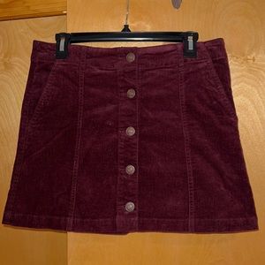 Corduroy button-up mini skirt